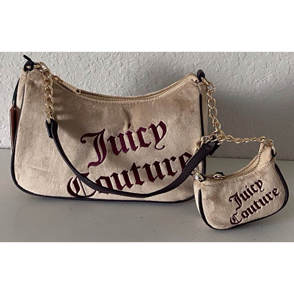Juicy Couture Pecan & Chocolate Better Together Hobo Bag With Mini Bag NEW